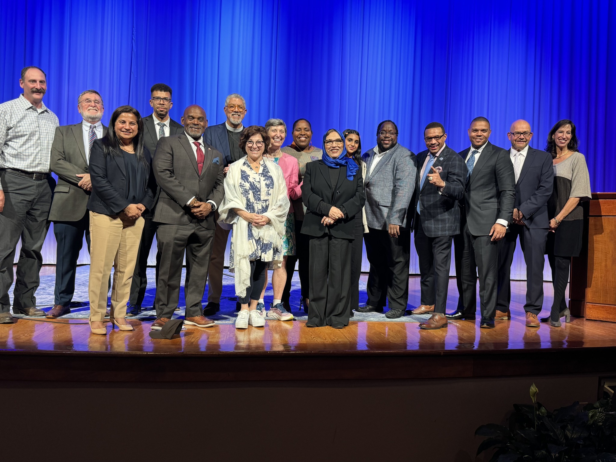 From Left to Right: Andrew Lewis, Tom Crick, Nadya Merchant, Matthew Johnson, Rev. Sean B. Smith, Rob Wright, Ellen Nemhauser, Ann Cramer, Cassandra Henderson, Soumaya Khalifa, Aashritha Kudumula, Wesley Myrick, Rashad Richey, Kevin Murriel, Randy Rainwater, Paige Alexander