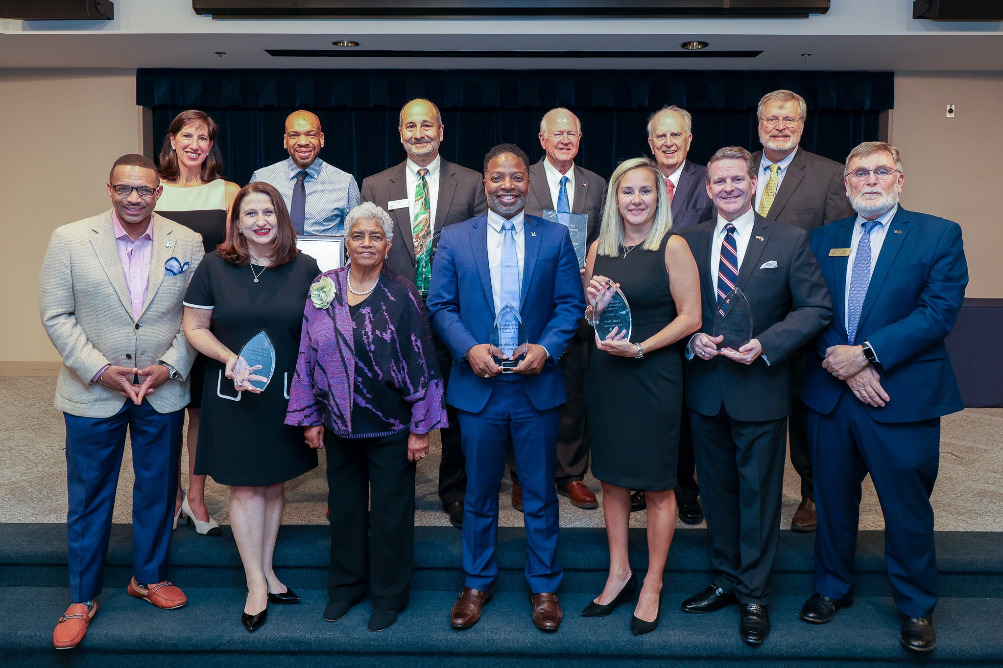 The Awardees and members of the Georgia DRN from Left to Right: Dr. Rashad Richey, Paige Alexander, Amanda Seals, Kelvin Williams, Mayor Shirley Franklin, John Fervier, Mayor Michael Owens, Sen. Saxby Chambliss, Emily Shaw, Gov. Roy Barnes, Jason Shepherd, Sen. Don Balfour, Tom Crick, (Dr. Bernice A. King not pictured).